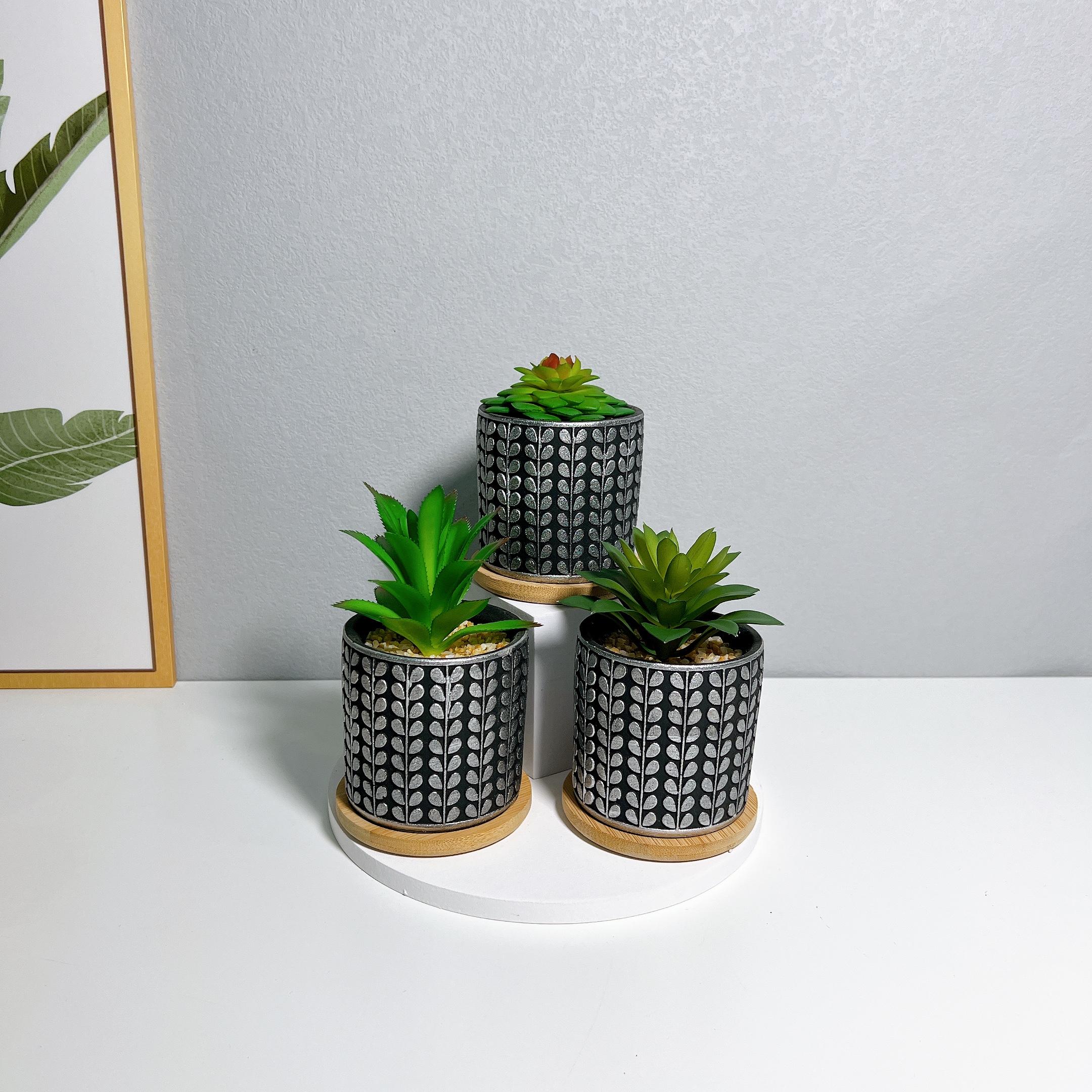 仿真多肉植株/水泥花盆/带木托产品图