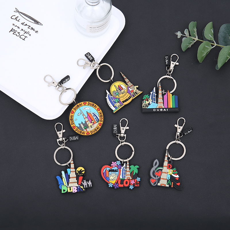 Creative Dubai keychains, soft rubber jewelry pendants, student bag jewelry pendants, PVC keychains, key pendants, soft rubber keychains Specification image
