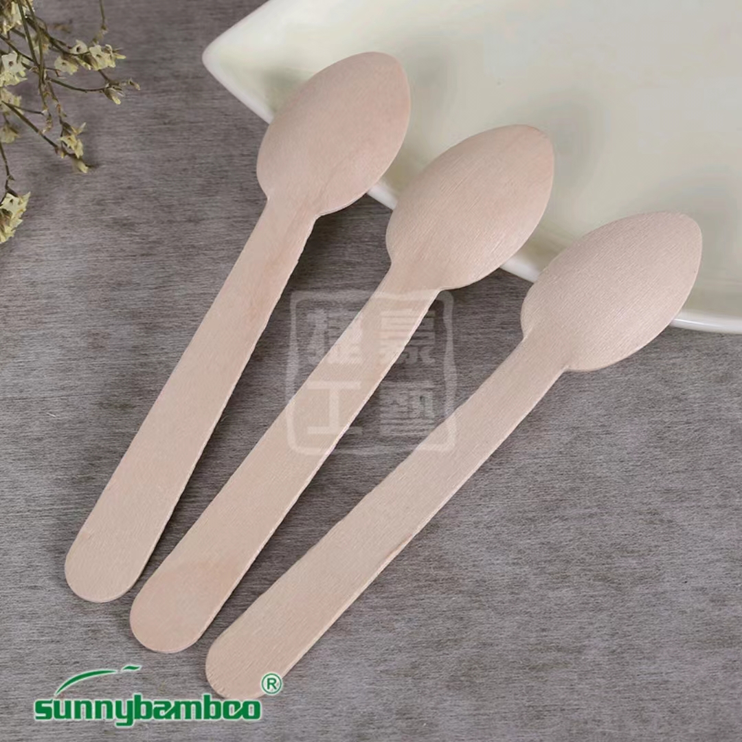 Yiwu Department Store disposable long-handled small wooden spoons, wooden spoons for desserts, cakes and ice cream, degradable wooden spoons Specification image