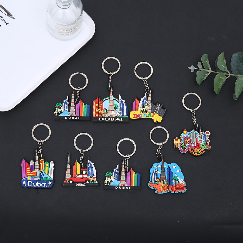 Creative Dubai keychains, soft rubber jewelry pendants, student bag jewelry pendants, PVC keychains, key pendants, soft rubber keychains Application Scenario