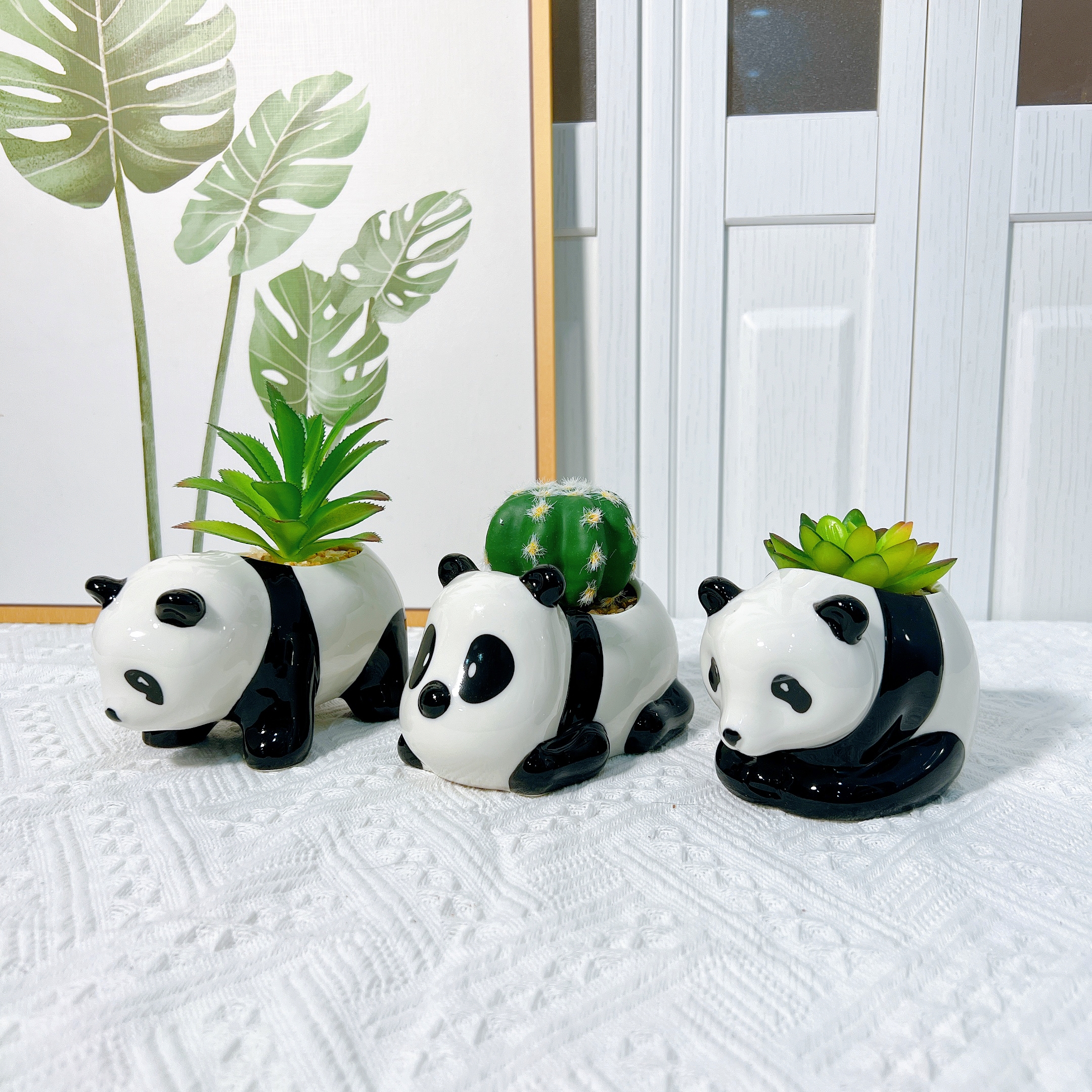 可爱卡通造型/白色陶瓷花盆/可爱卡通造型产品图