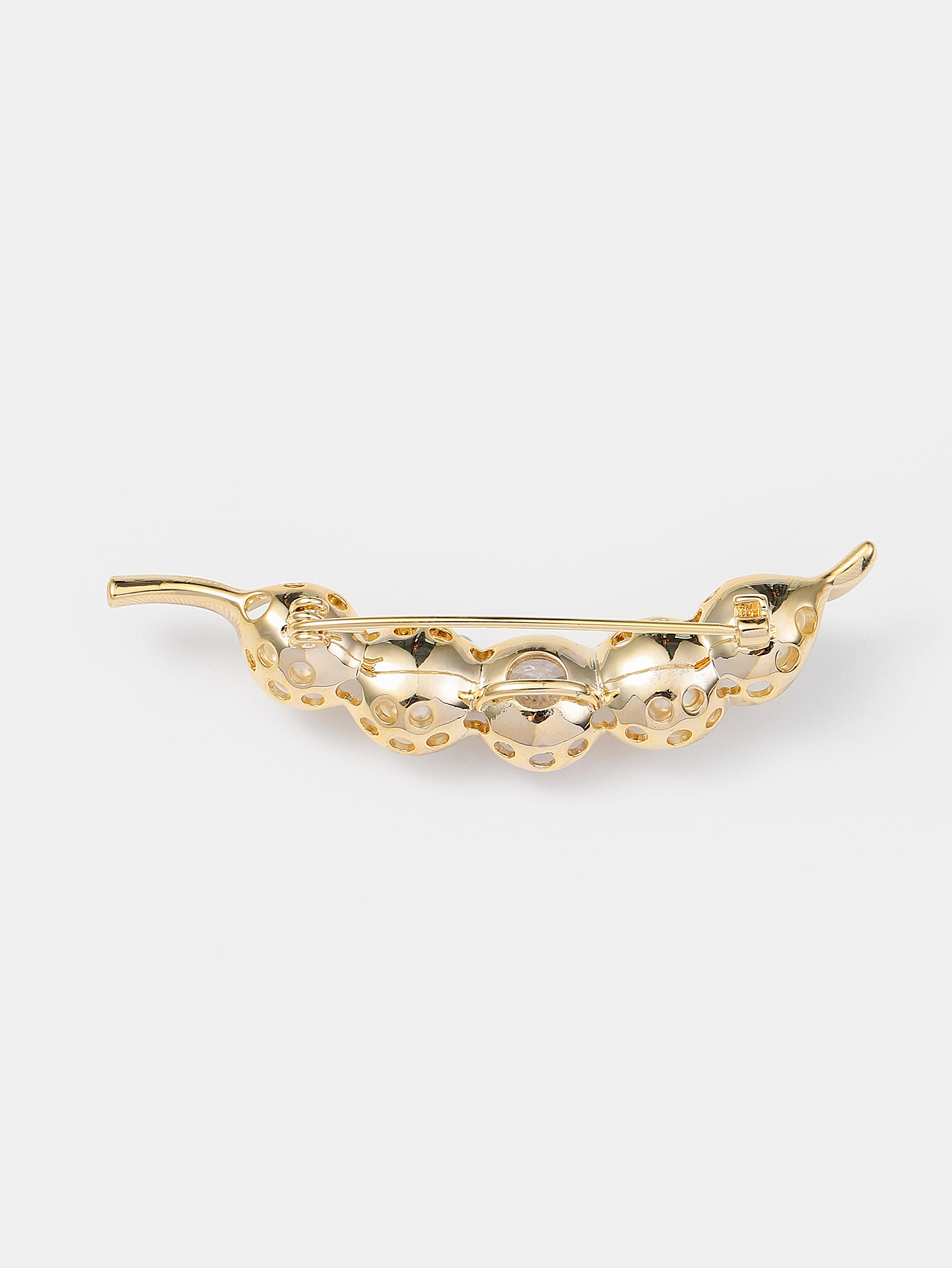 Xuhui brand premium copper plated with real gold, set with zircon beads and gold beans, fashionable and trendy high-quality brooches Item Picture