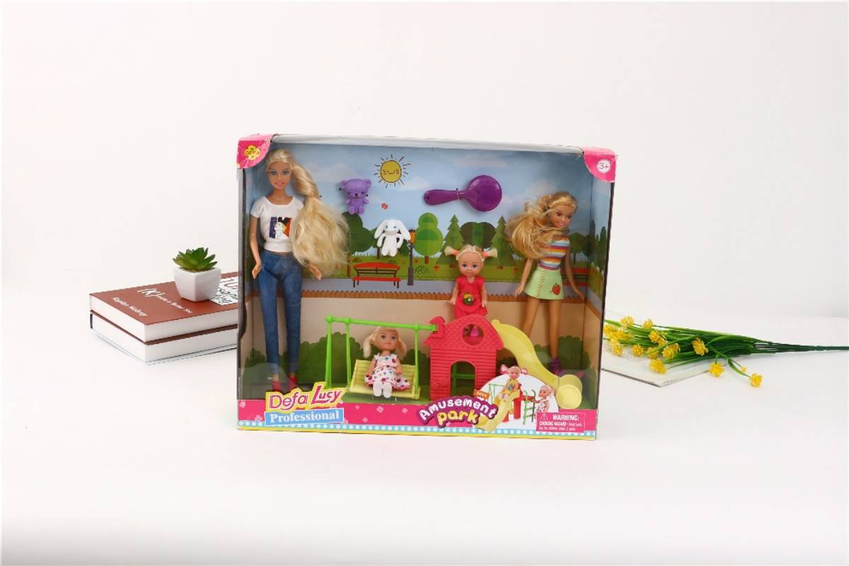 Defa Lucy游乐园家庭组合套装男女芭比娃娃