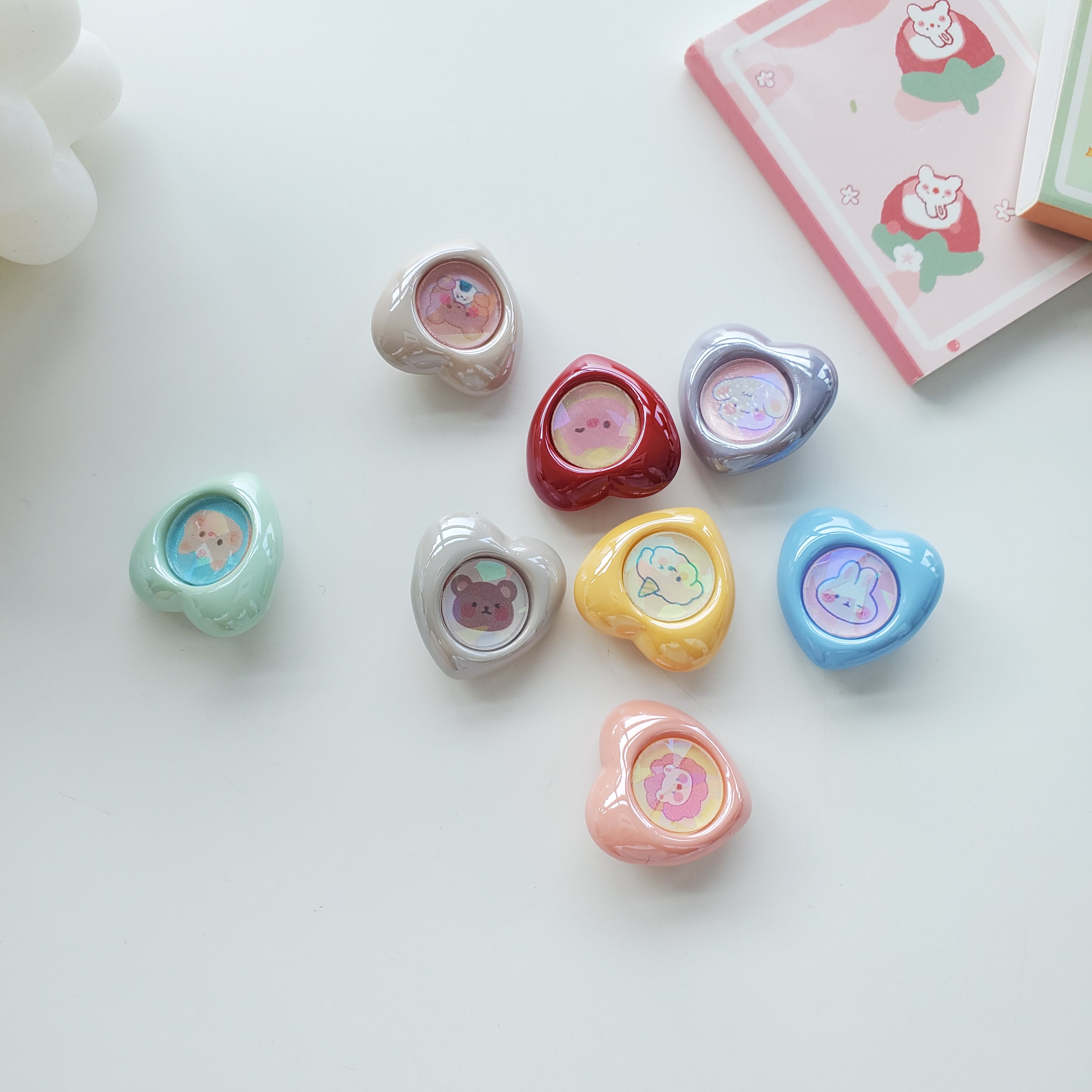 Chen Ming's acrylic fashion DIY back-hole heart-shaped acrylic pendants, hair accessories, earrings, earrings, necklaces, material accessories, handcrafted DIY hair ropes, hair bands, leather band accessories details Picture