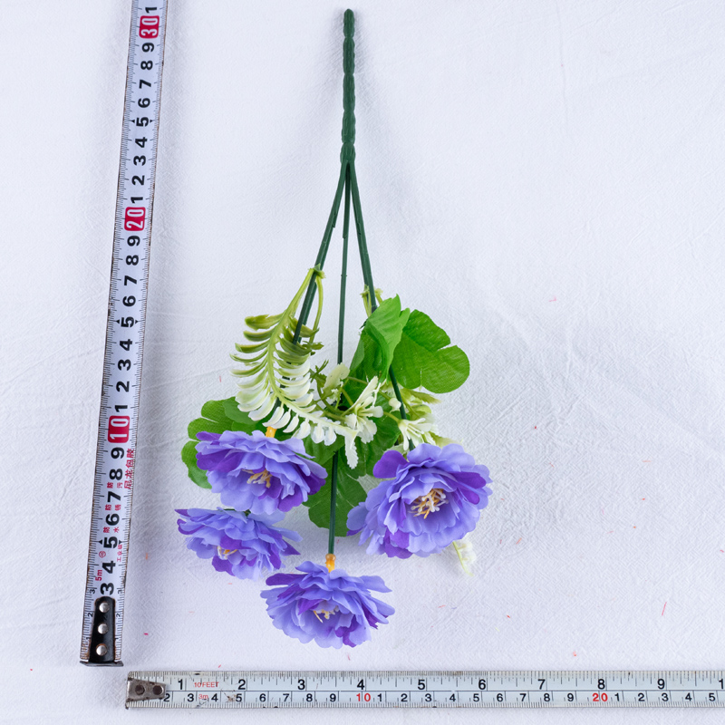 Artificial flower factory direct sales of artificial flower bouquets and ornaments 19MX0547 Five-headed yellow heart chrysanthemums 0400140 18x1 Item Picture