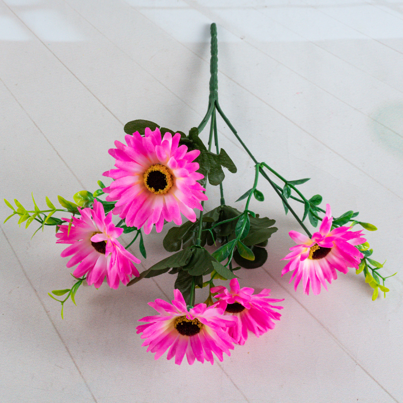Direct sales of artificial flower manufacturers: 5-head medium-sized chrysanthemums in artificial flower bouquets Specification image