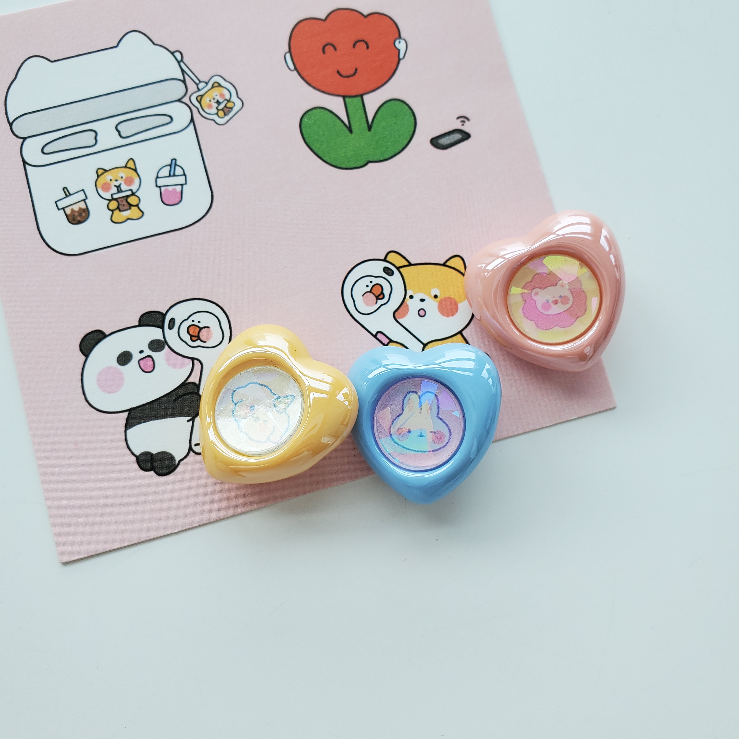 Chen Ming's acrylic fashion DIY back-hole heart-shaped acrylic pendants, hair accessories, earrings, earrings, necklaces, material accessories, handcrafted DIY hair ropes, hair bands, leather band accessories Specification image