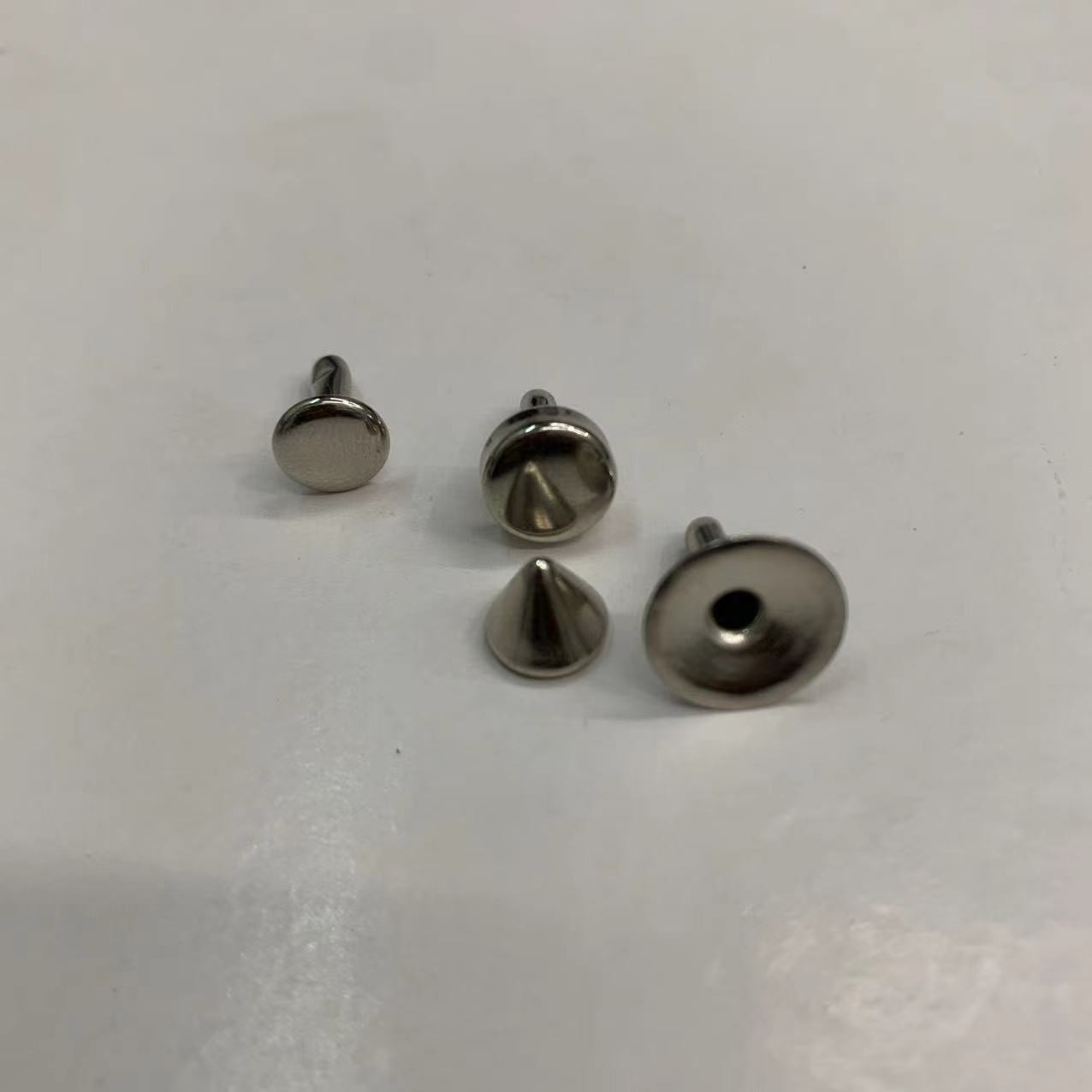 Wholesale and retail of metal conical 8MM bullet head rivets, single-sided and double-sided flat rivets, clothing hardware accessories Item Picture