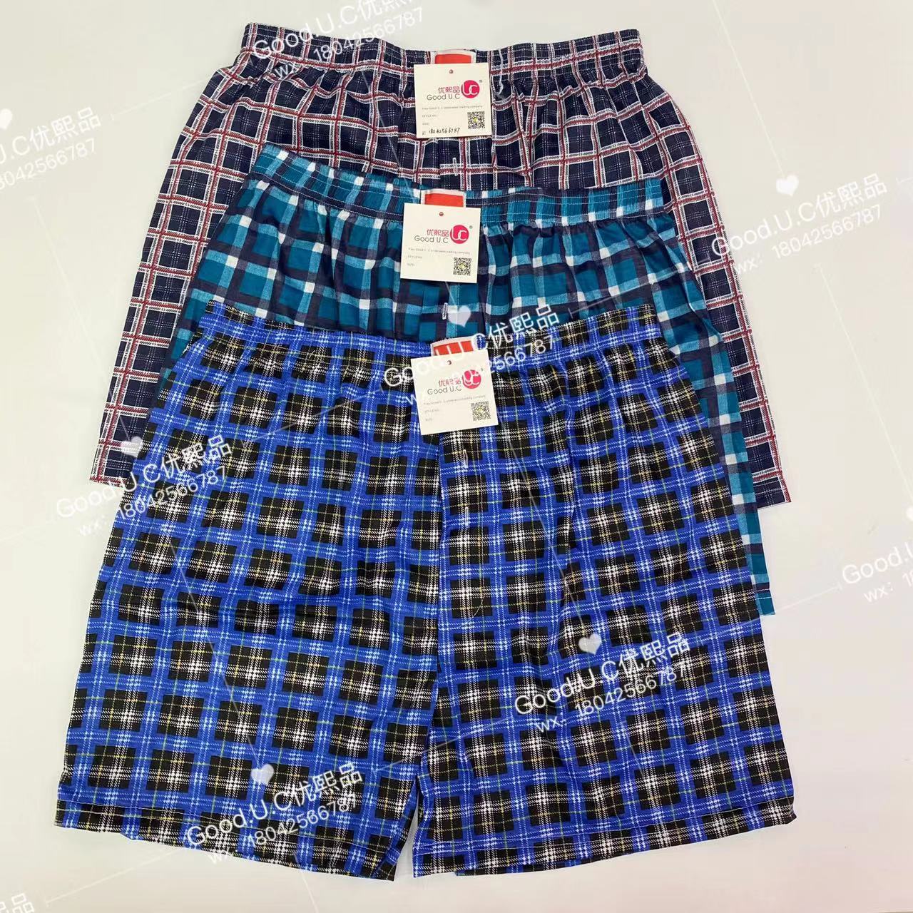 内裤外贸男士内裤阿罗裤出口内裤男士短裤沙滩裤涤内裤家居裤男士平角裤内裤格子阿罗裤沙滩裤热销非洲南美洲欧洲工厂直销