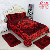家用五件套毛毯卧室地毯床上用双人加厚毛毯压花定制拉舍尔毛毯