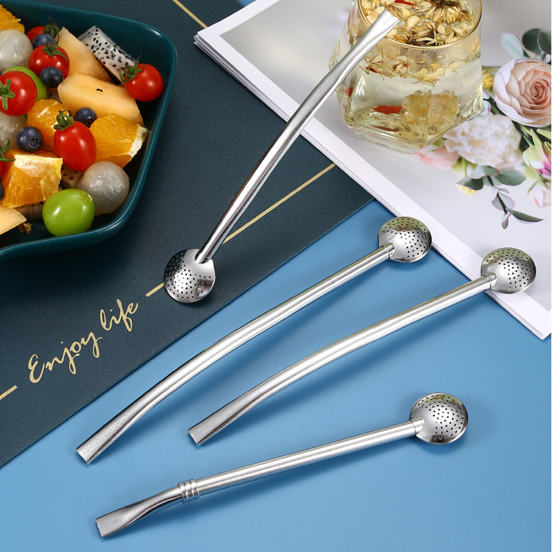 Stainless steel filtering straw spoons for export details Picture