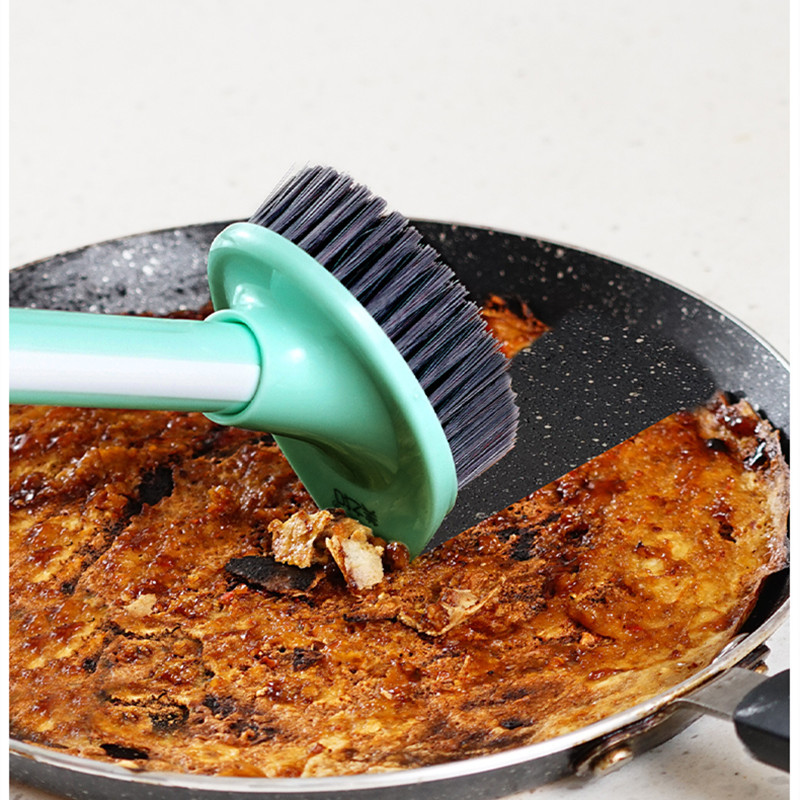 Long-handled non-stick pan brush