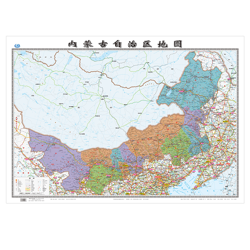 内蒙古自治区地图2022全新正版墙贴106x76厘米高清覆膜防水办公家用无折痕挂墙详情图5