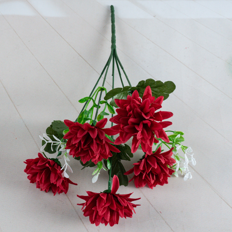 Direct sales of artificial flower manufacturers: 5-headed pointed-ball chrysanthemums as artificial flower bouquets and ornaments Specification image