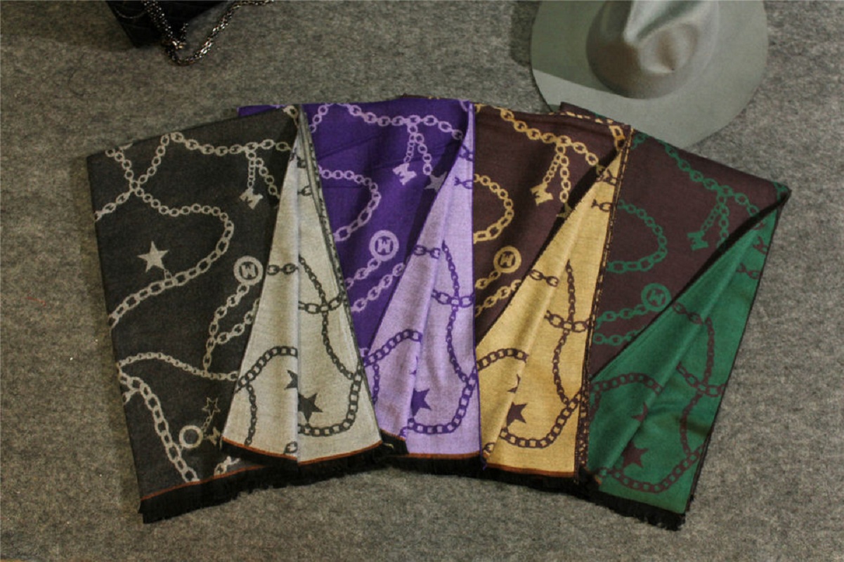 Wholesale Chinese winter cotton printed chain design women's shawls Item Picture