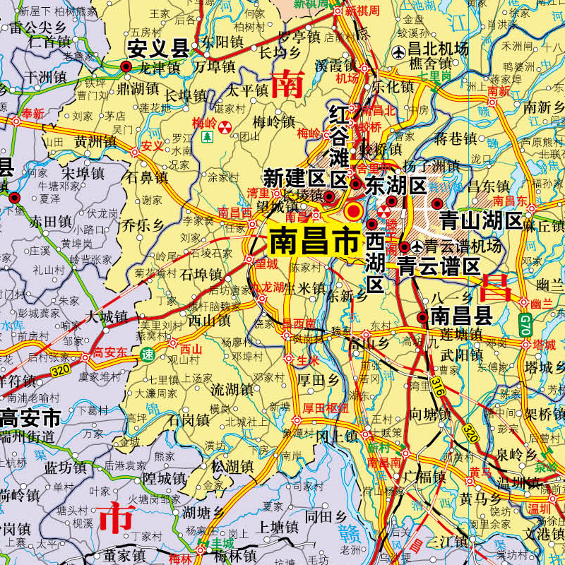 江西省地图2022全新正版墙贴106x76厘米高清覆膜防水办公家用无折痕挂墙详情图3