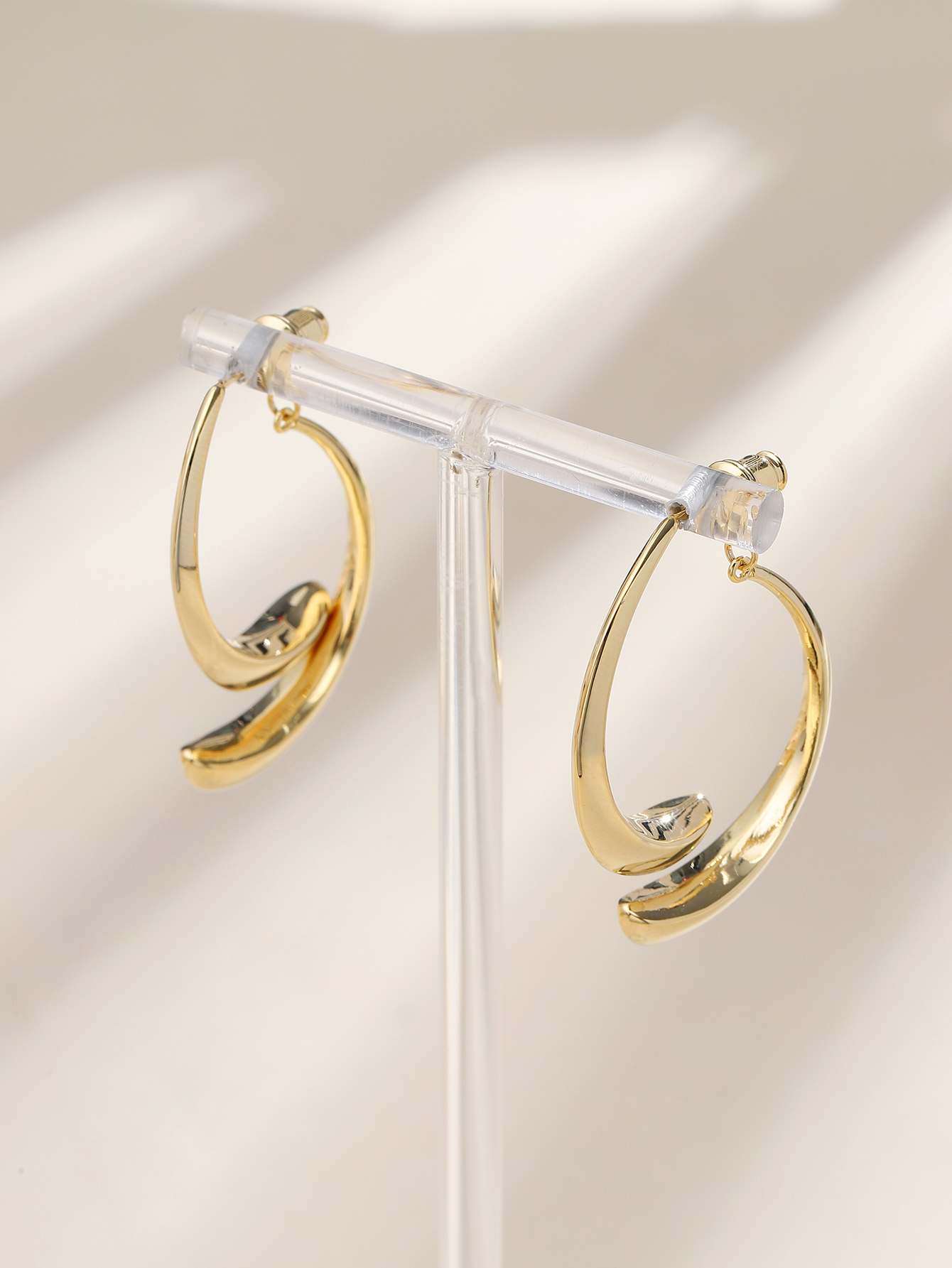 Xuhui brand's light luxury, fashionable and versatile 925 silver needle copper plated with real gold geometric detachable ear studs and earrings Item Picture
