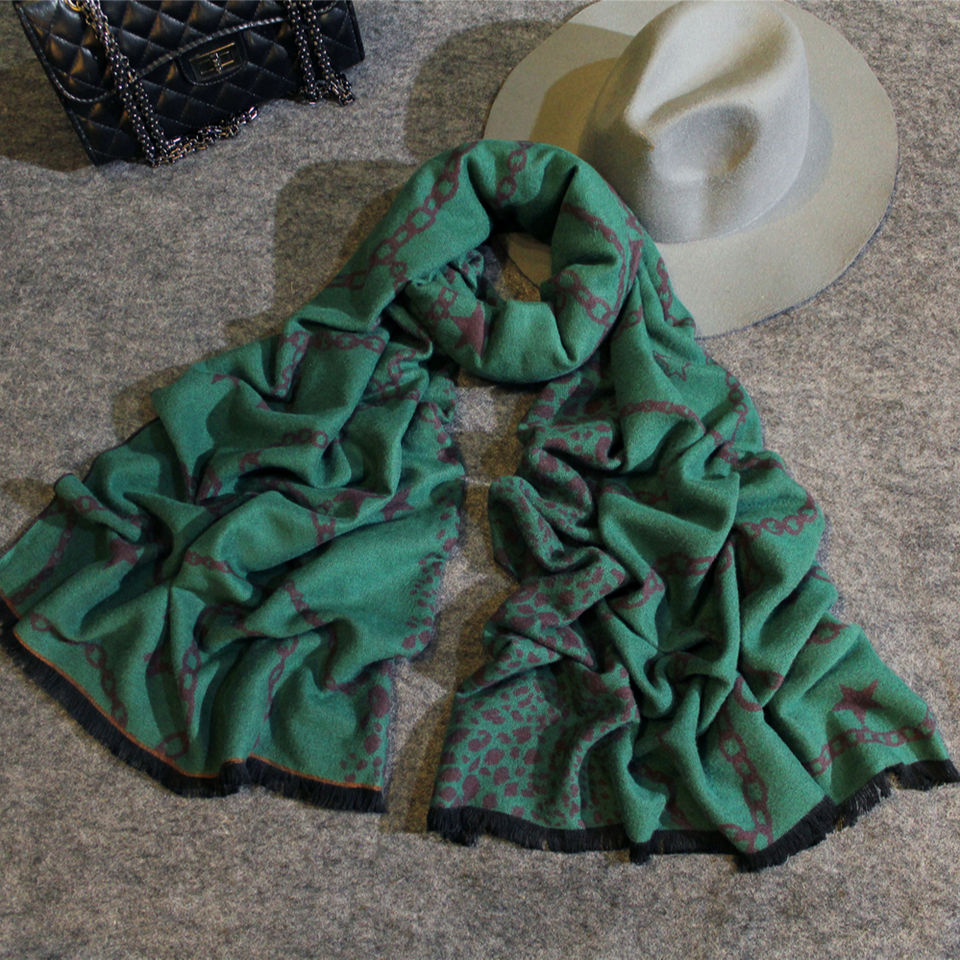 Wholesale Chinese winter cotton printed chain design women's shawls details Picture