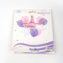 粉色跨境新款18寸五角星心形皇冠乳胶气球套装 生日礼装饰亮片派对婚气球