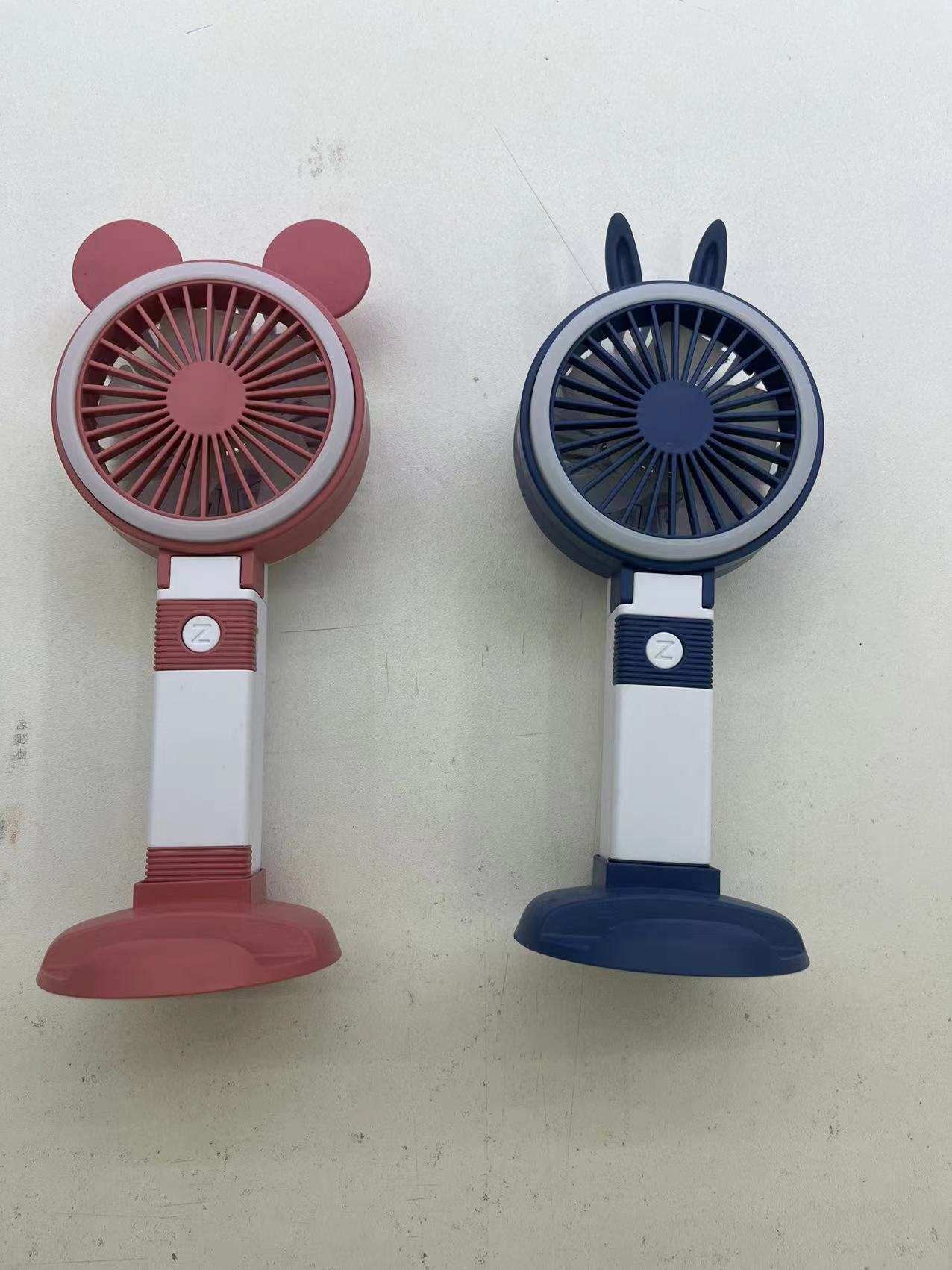 The charging folding fan with light comes in three colors: pink, green and blue, with three Settings. It is a handheld fan with light and is convenient to carry details Picture