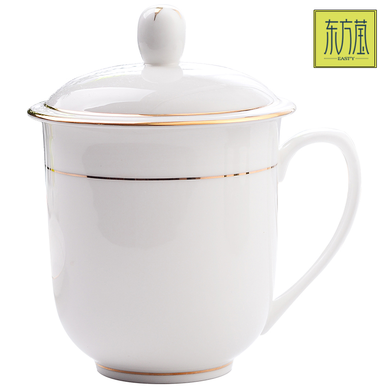 High-end ceramic cups, bone China cups, office cups, household cups, conference lid cups, hotel water cups, simple large-capacity tea cups, gift options, customizable trademark patterns Specification image