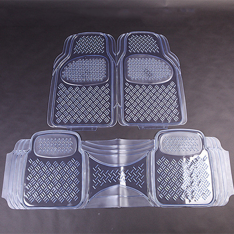 PVC transparent car floor MATS, 4-piece anti-slip carpet floor MATS, PVC carpet for export, universal car floor MATS, car floor MATS, foot MATS, 4pc, Qiwei Car Decoration QW62 Item Picture