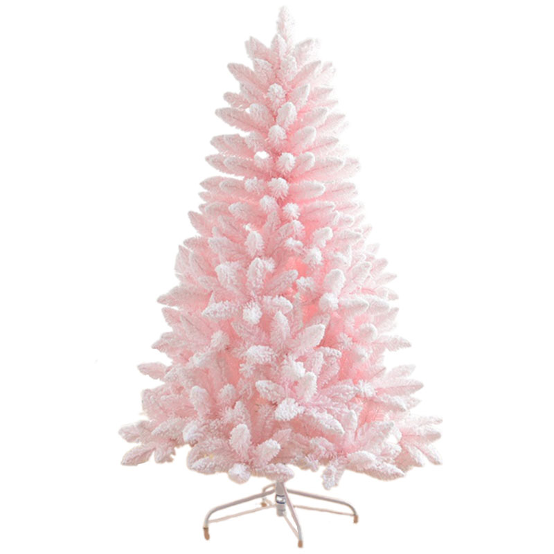 粉色喷雪ins风圣诞树圣诞节装饰品场景布置圣诞摆件粉色喷雪圣诞树PVC圣诞树带雪圣诞树