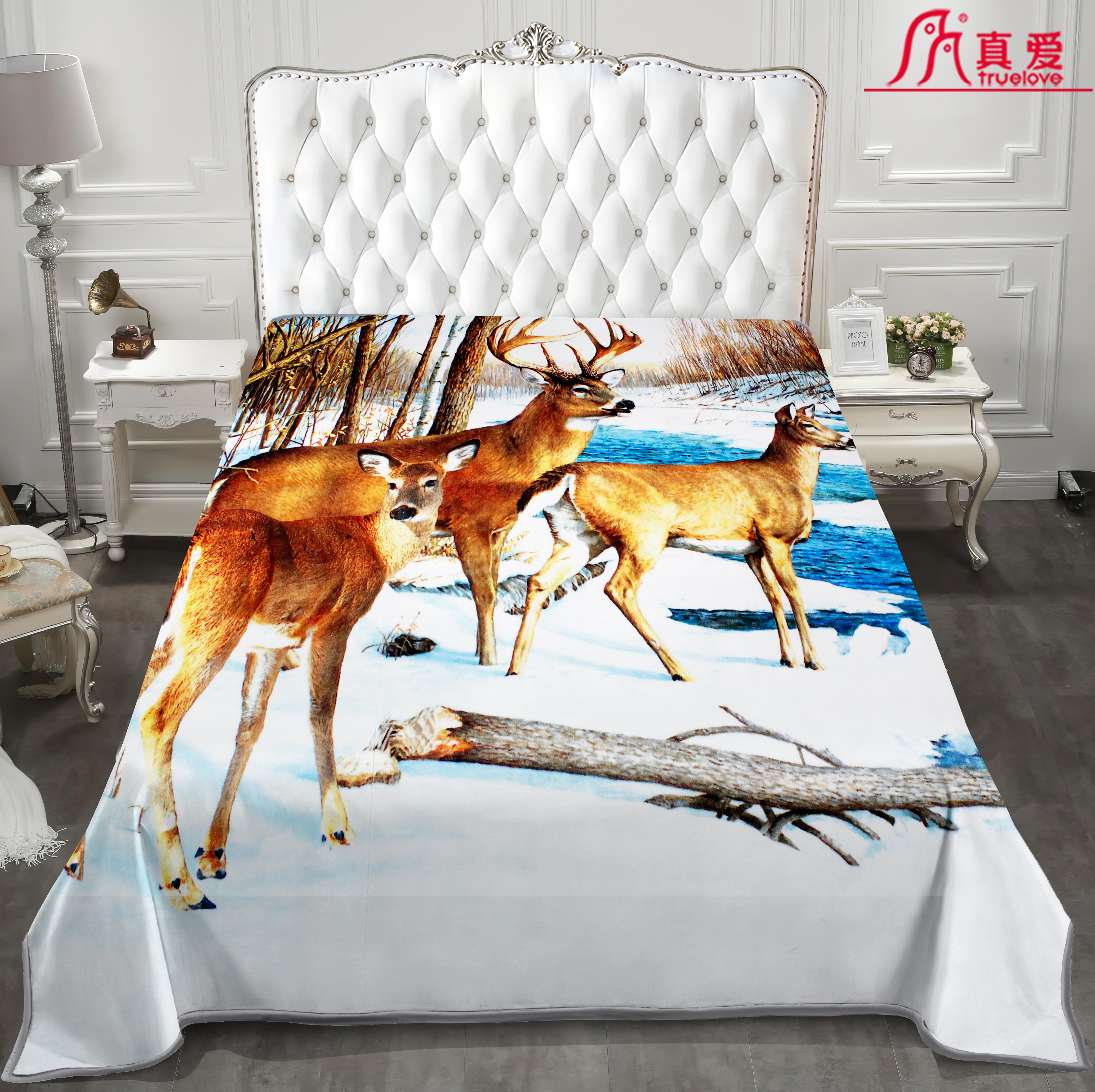 毛毯/印花毛毯/法兰绒毛毯白底实物图