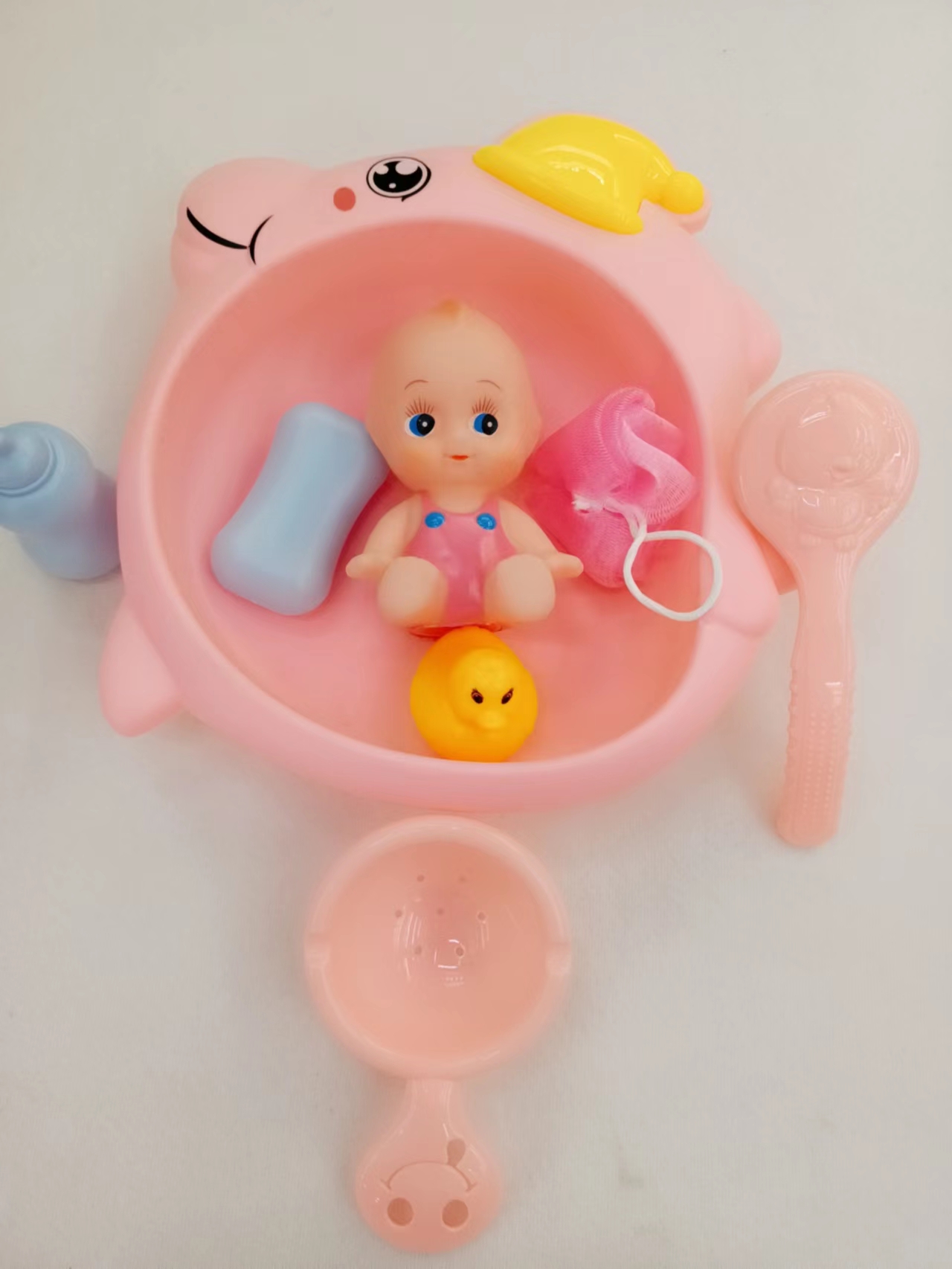 新款好看海豚浴盆带公仔宝宝戏水玩具组 小浴盆澡盆婴儿水上洗澡产品图