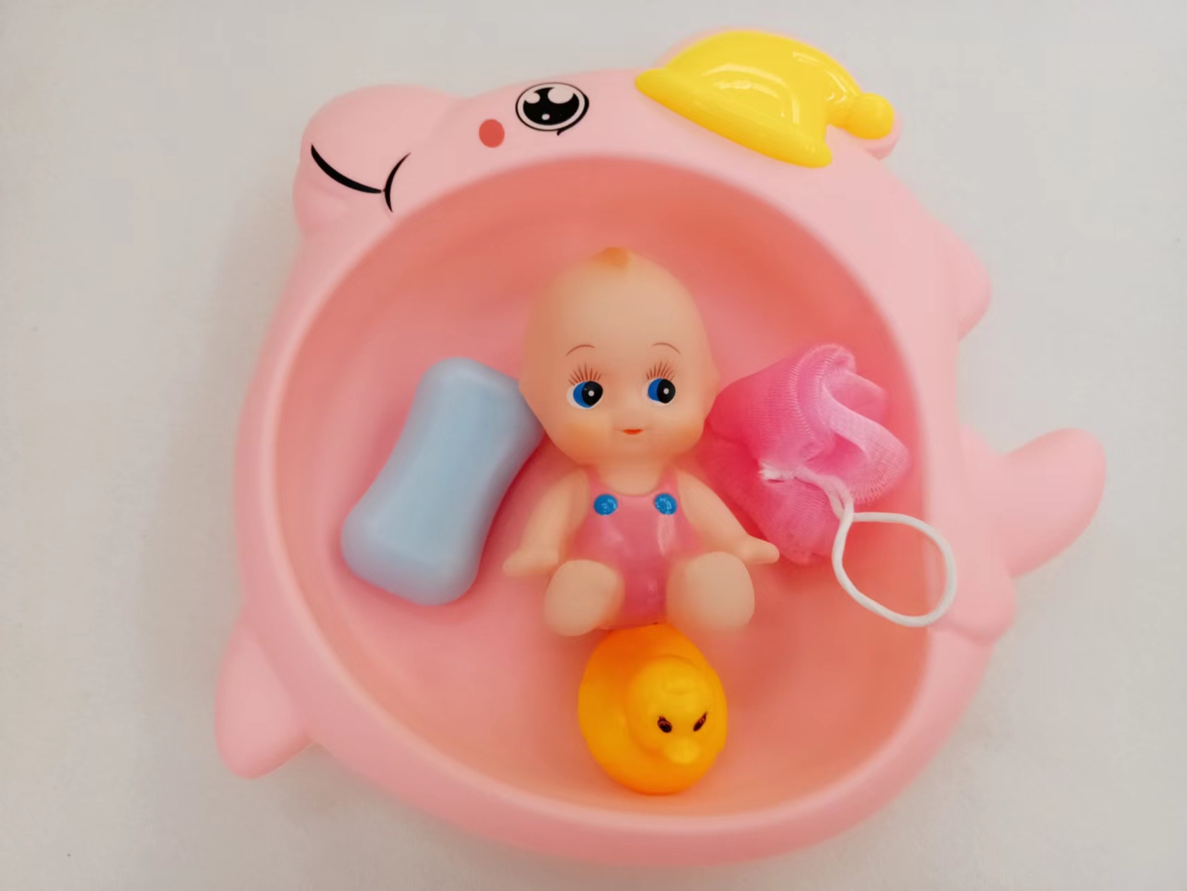 新款好看海豚浴盆带公仔宝宝戏水玩具组 小浴盆澡盆婴儿水上洗澡