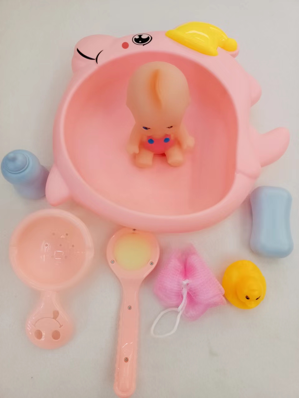 新款好看海豚浴盆带公仔宝宝戏水玩具组 小浴盆澡盆婴儿水上洗澡细节图