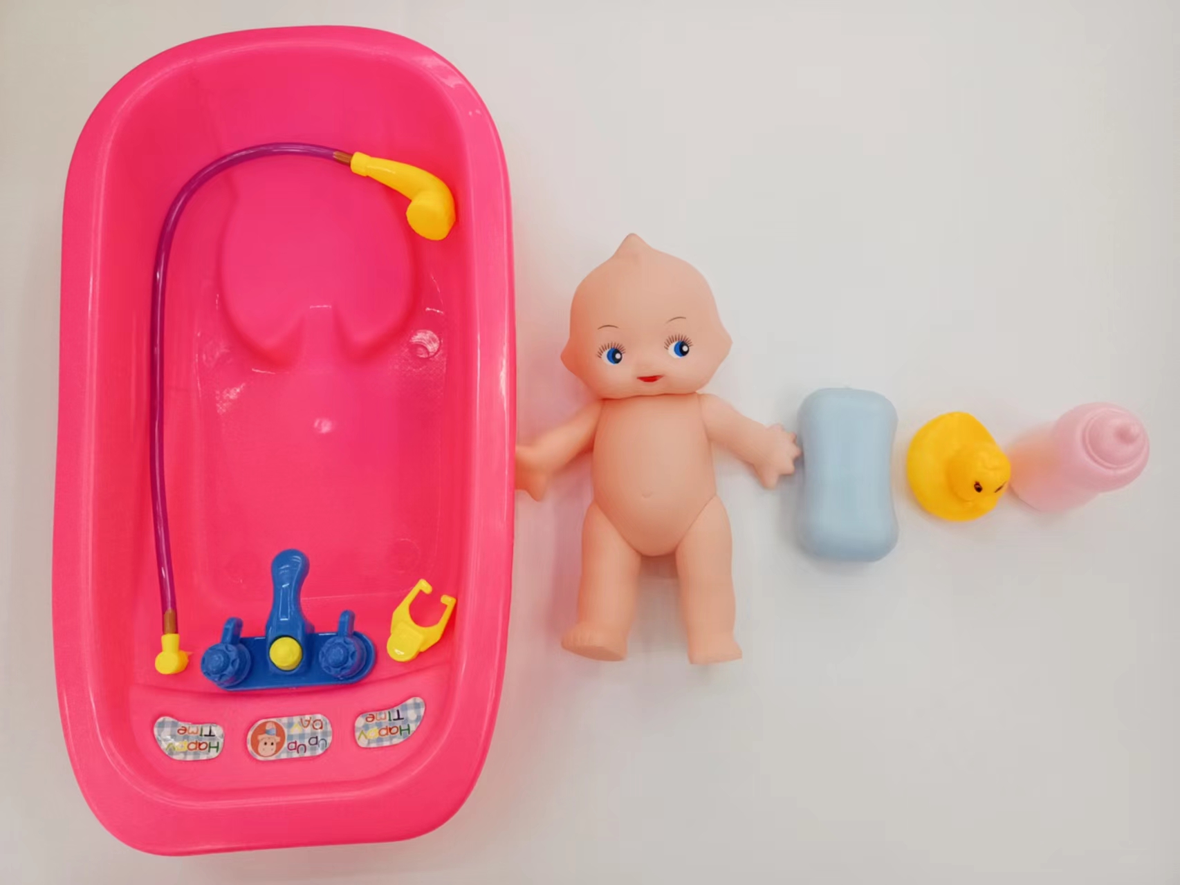 大号澡盆娃娃宝宝洗澡戏水过家家玩具新款好看浴盆带公仔澡盆婴儿水上洗澡产品图