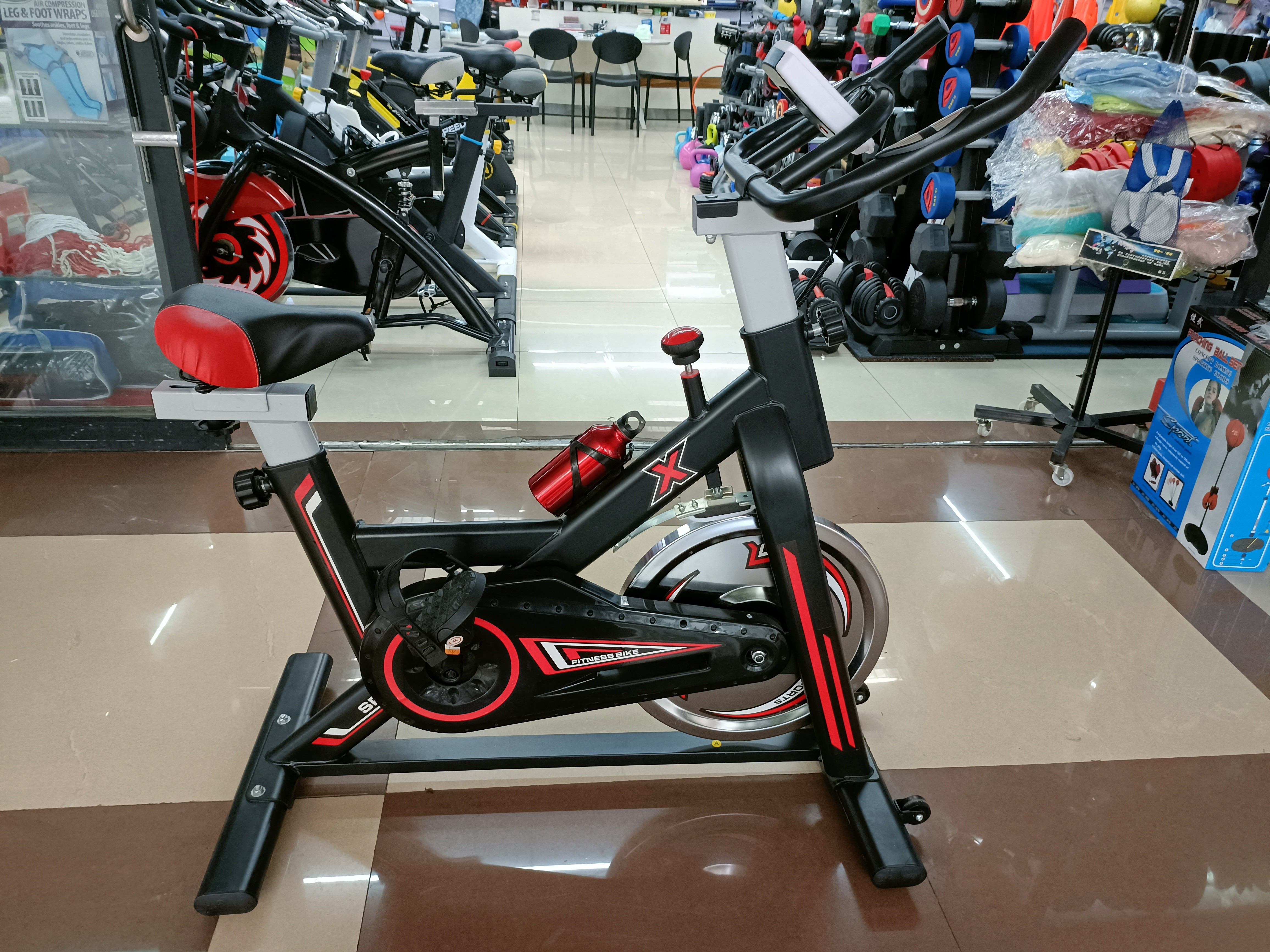 Smart black and red spinning bike