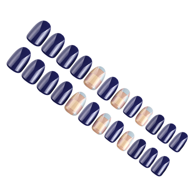 The latest INS oval-shaped, naturally slender, royal blue wearable nail art patch with ribbon matte nail art patch finished product Application Scenario