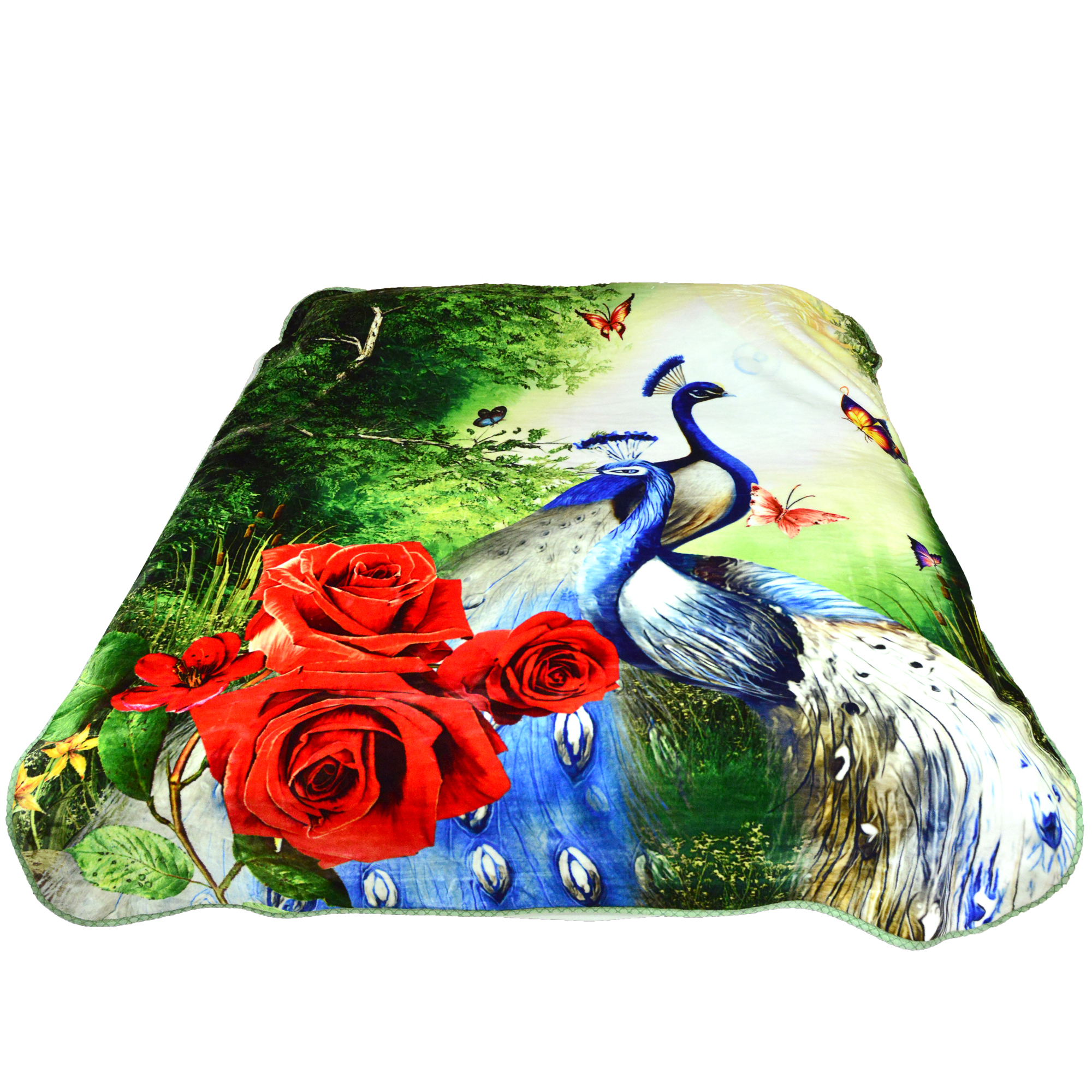 复合毛毯AB面数码印花法兰绒拉舍尔毯子床上用精美印花毯子