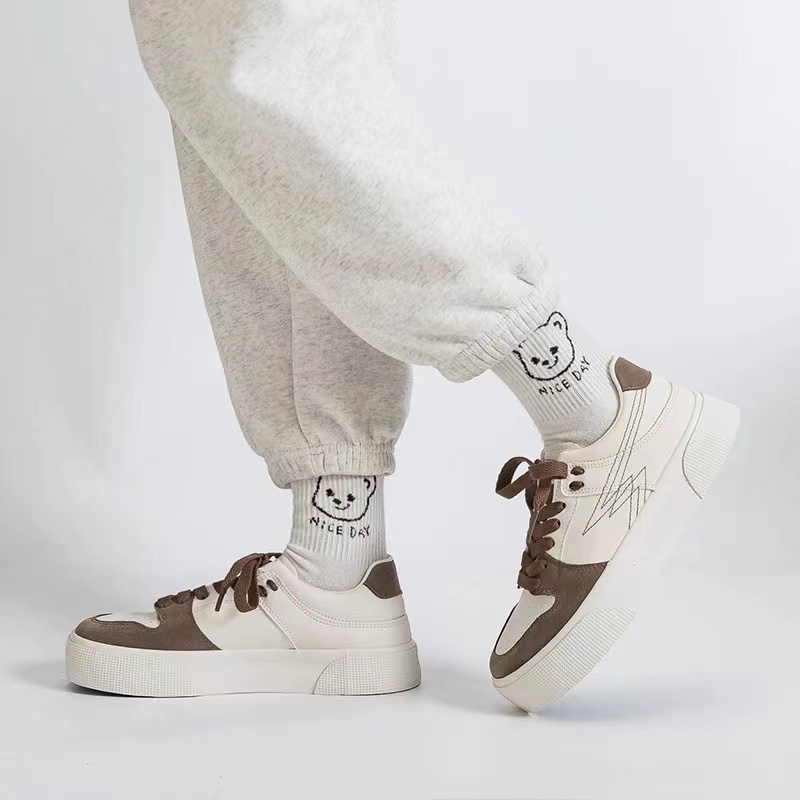 Renben 21873 white sneakers, women's shoes, 2022 Summer Breathable Casual shoes, thick-soled versatile sneakers, retro ins trendy canvas shoes details Picture