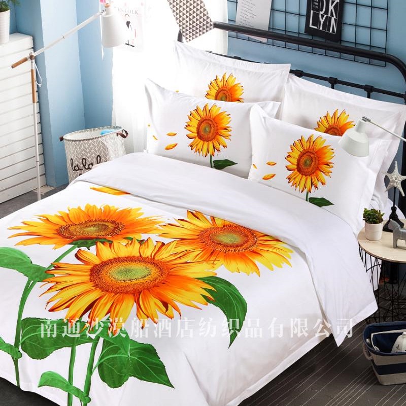 Hotel Bedding Sunflower Hotel Linen Bedding High-end Design Printed Process Four-piece Set Application Scenario