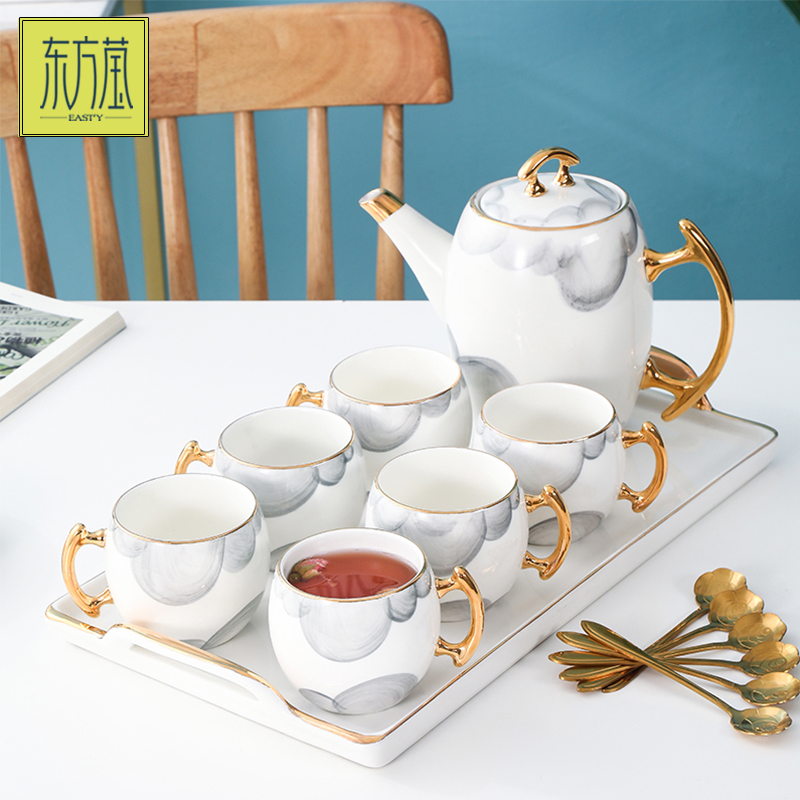 北欧轻奢水具杯具套装家用客厅陶瓷喝水杯子冷水壶茶杯茶具简约礼品