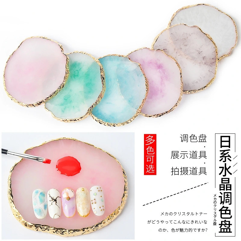 Cross-border nail art color palette, crystal agate, golden round edge crack decoration, foreign trade painted marble shanilak