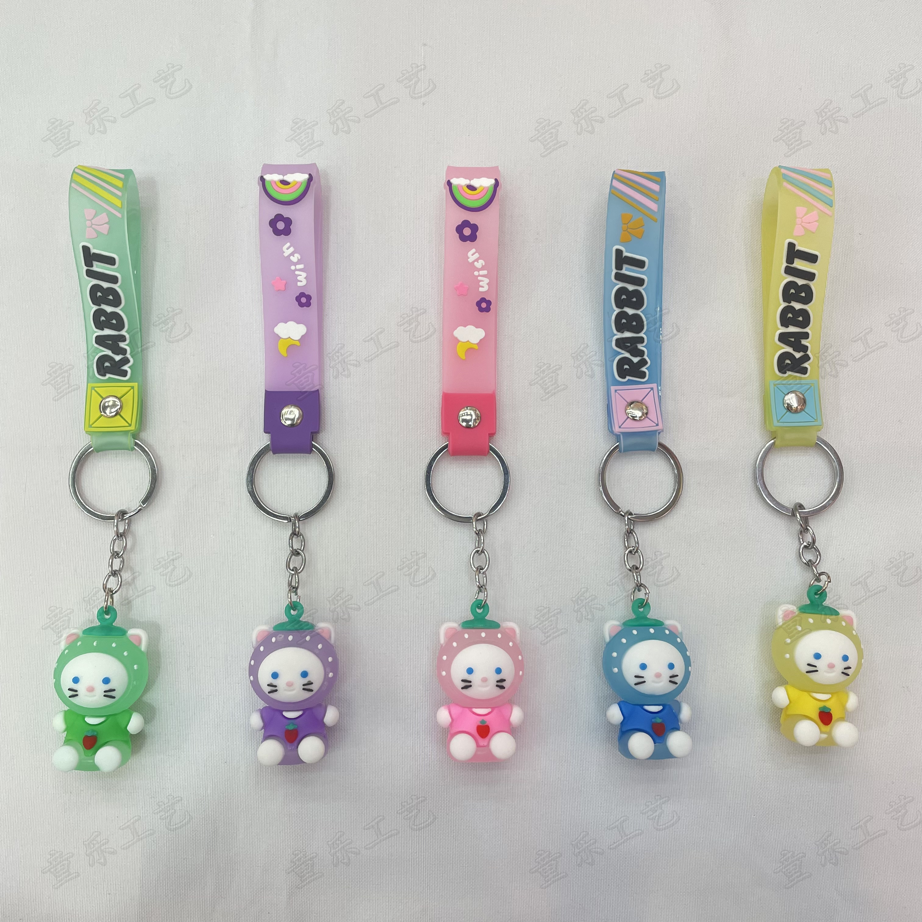 Creative transparent jelly cat soft rubber keychain three-dimensional figurine pendant