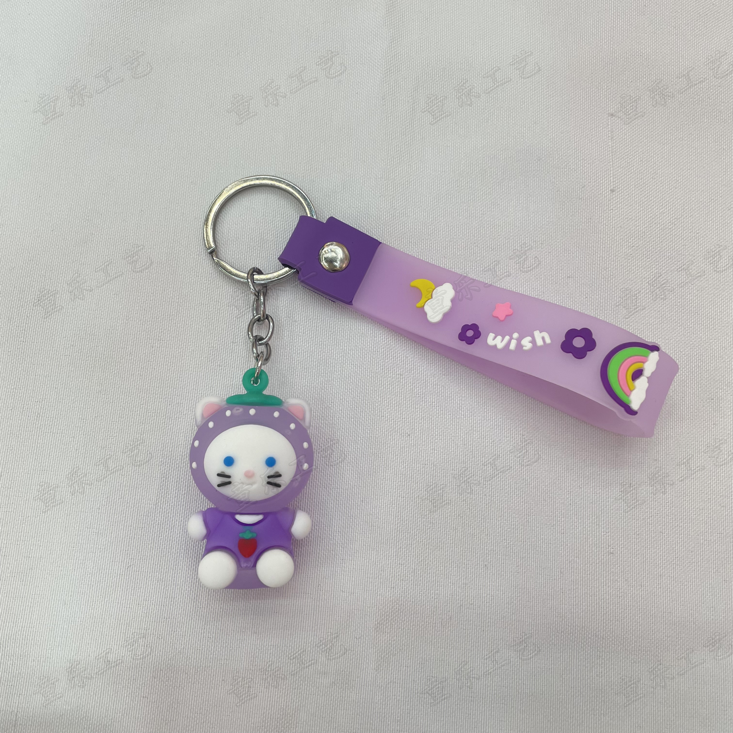 Creative transparent jelly cat soft rubber keychain three-dimensional figurine pendant details Picture
