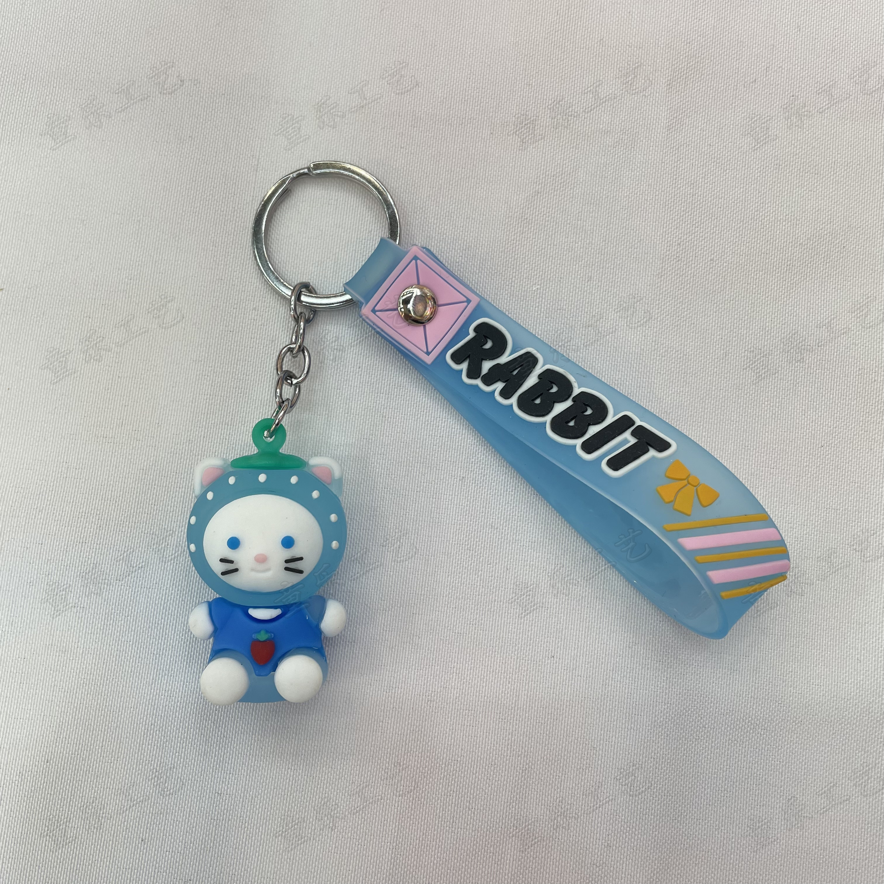 Creative transparent jelly cat soft rubber keychain three-dimensional figurine pendant Item Picture