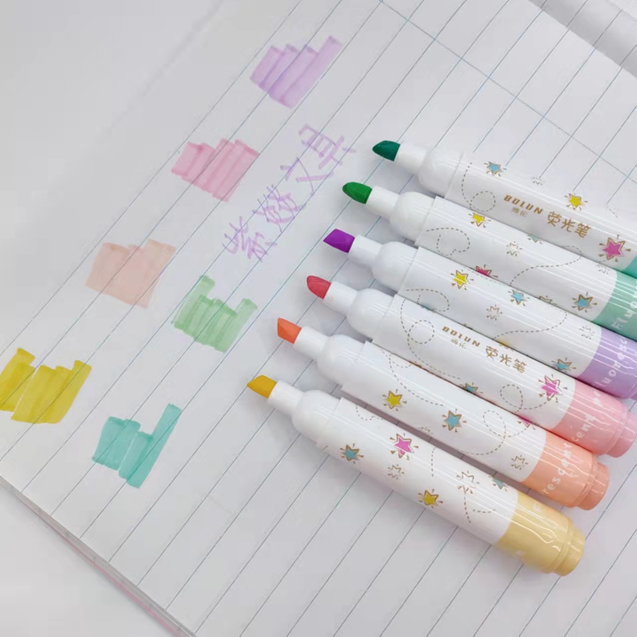 Pencil-shaped colored highlighters, student key point marking pens, journal pens, large-capacity drawing pens Item Picture