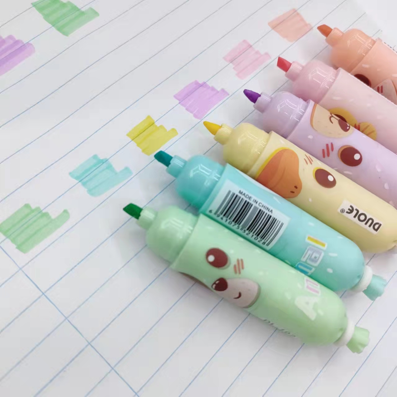 Sausage-shaped colored highlighters, student key marking pens, notebook pens, large-capacity drawing pens Specification image