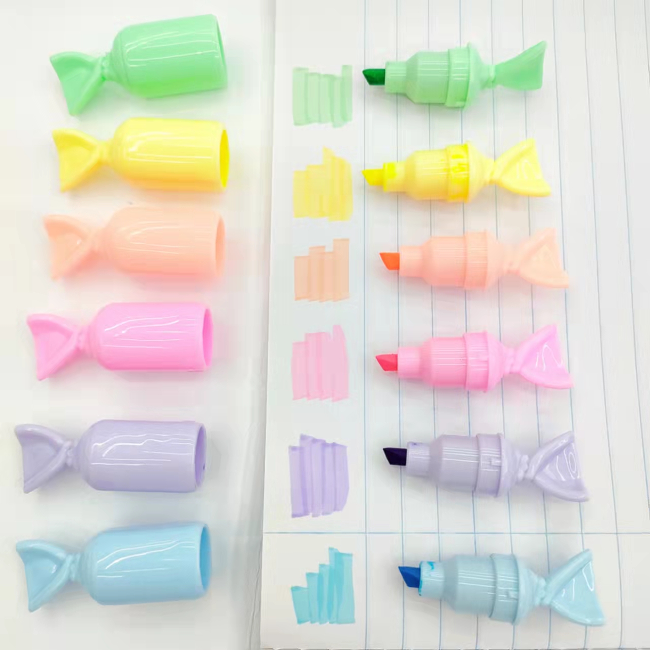 Candy-shaped colored highlighters, student key point marking pens, notebook pens, large-capacity drawing pens details Picture