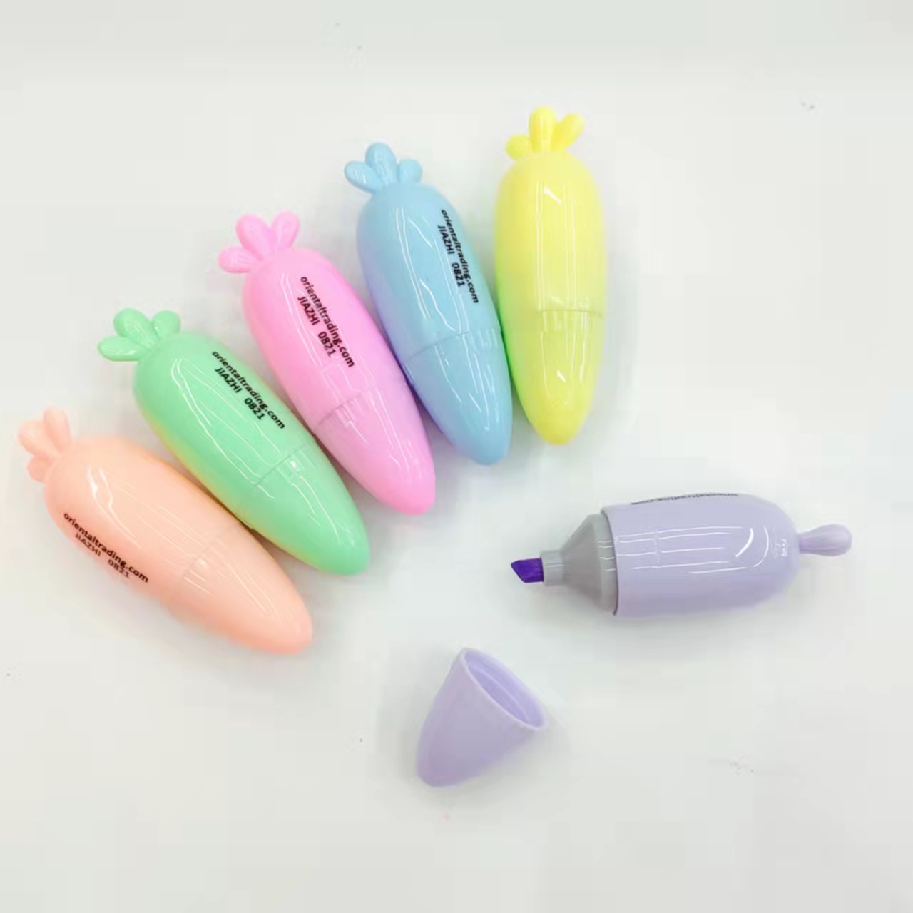 Radish shaped colored highlighter pen, student key point marking pen, notebook pen, large-capacity drawing pen details Picture