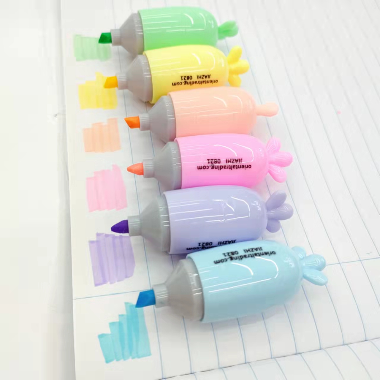 Radish shaped colored highlighter pen, student key point marking pen, notebook pen, large-capacity drawing pen Specification image