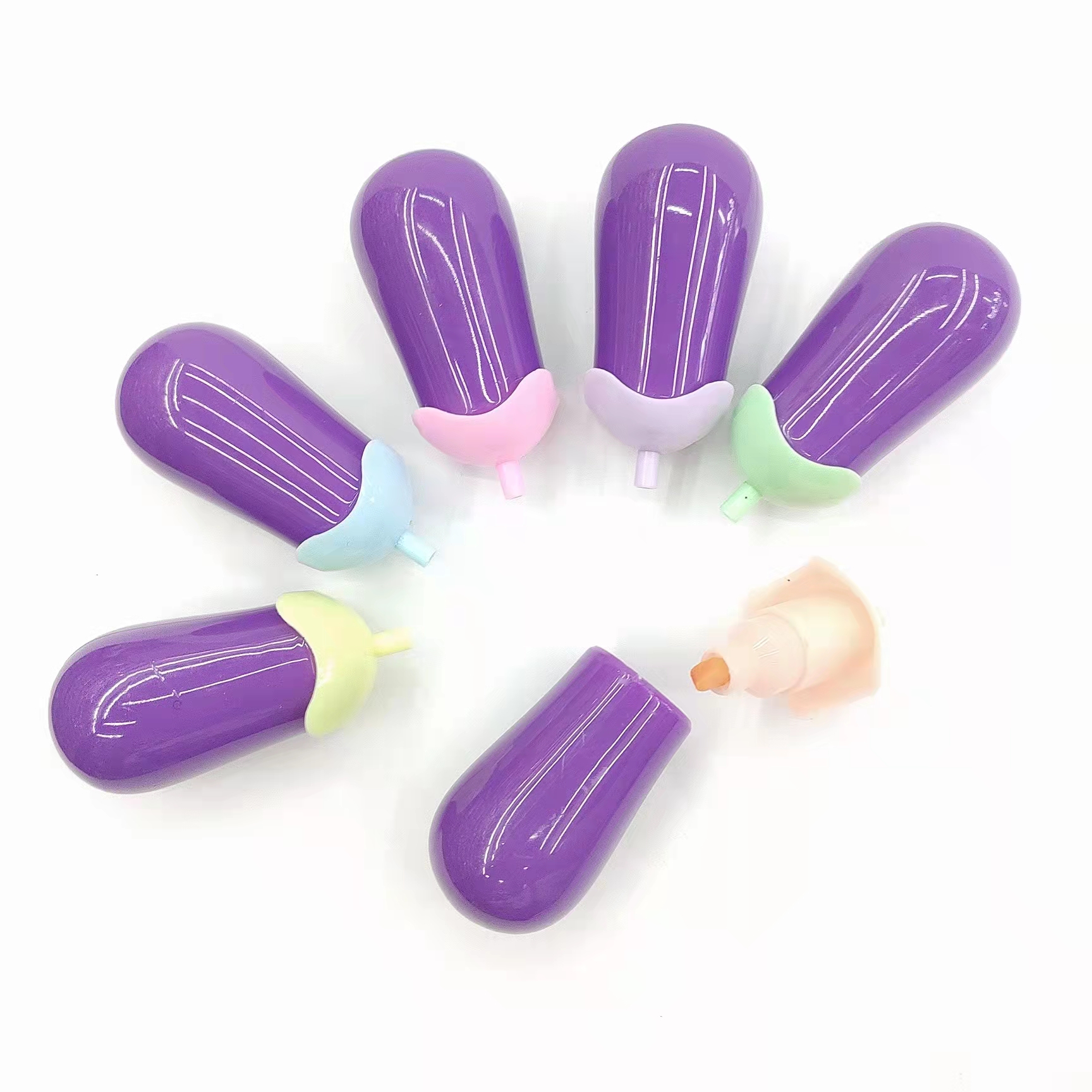 Eggplant-shaped colored highlighters, student key point marking pens, notebook pens, large-capacity drawing pens Application Scenario