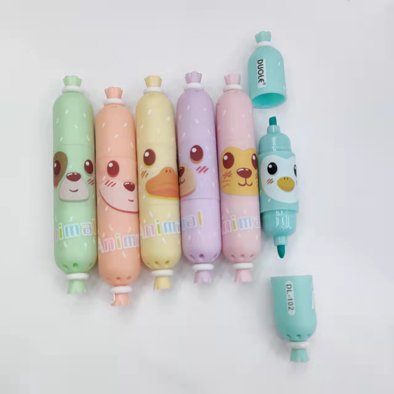 Sausage-shaped colored highlighters, student key marking pens, notebook pens, large-capacity drawing pens details Picture