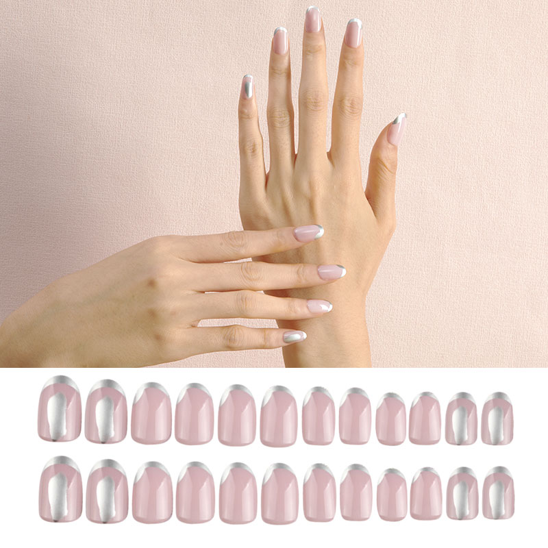 The latest oval-shaped, simple and slender, youthful wearable nail nail patches, ribbon matte nail nail patches, wearable nail patches from INS Specification image